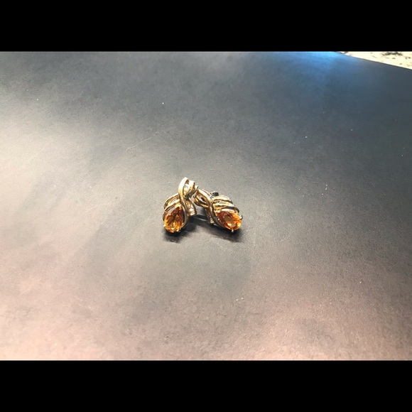 10k gold Citrine and diamond earrings, November - Picture 4 of 5